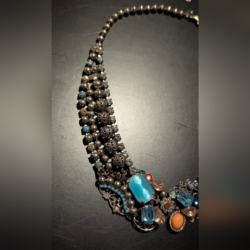 Sorrelli Statement Necklace with Blue and Orange Accents - Picture 6 of 8